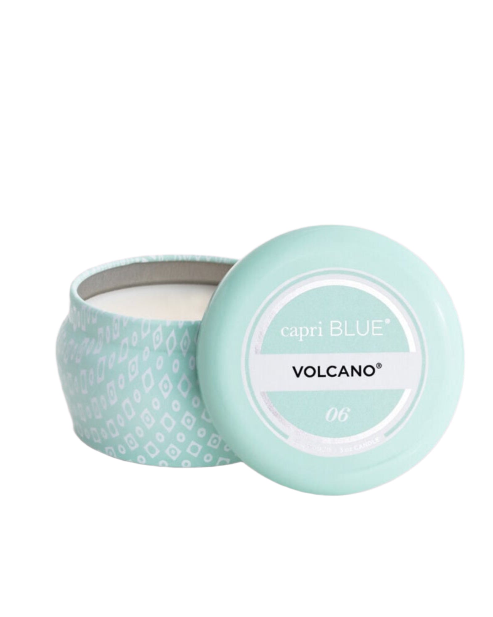Capri Blue | Volcano 3 oz, Aqua Printed Mini Tin Candle - Pep & Punch