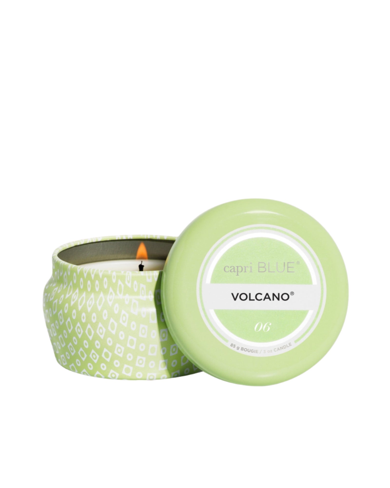 Capri Blue | Volcano 3 oz, Iced Matcha Printed Travel Mini Tin Candle - Pep & Punch