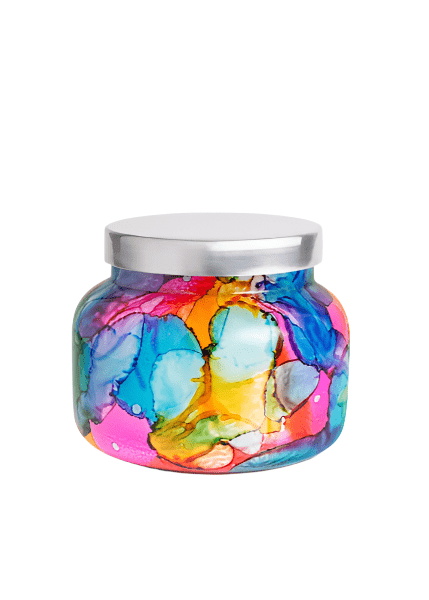 Capri Blue | Volcano 8 oz, Rainbow Watercolor Candle - Pep & Punch