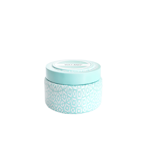 Capri Blue | Volcano 8.5 oz, Aqua Printed Travel Tin Candle - Pep & Punch