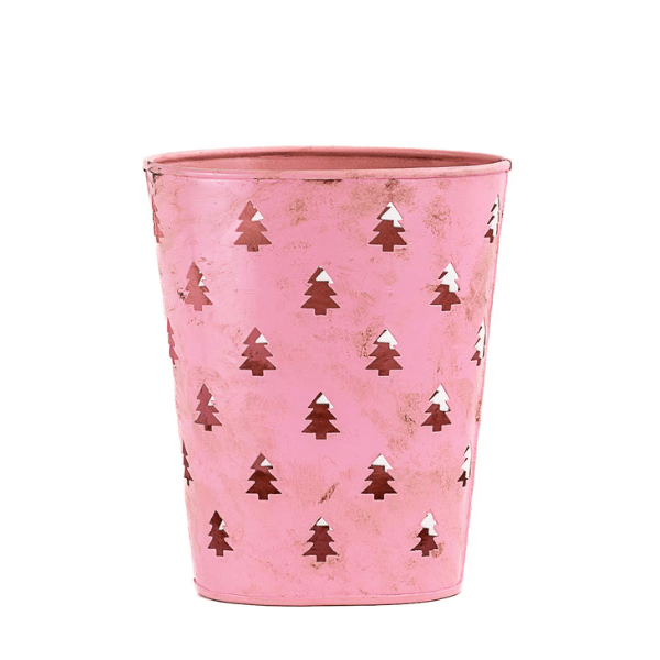 Christmas Tree Gift Tin Pink 8" - Pep & Punch