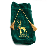 Embroidered Velvet Wine Bag - Reindeer - Pep & Punch