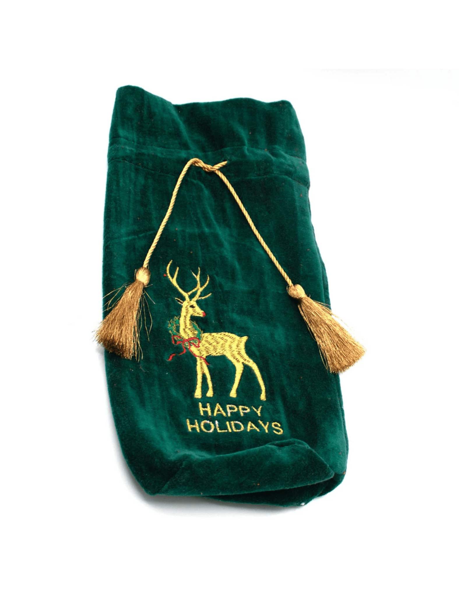 Embroidered Velvet Wine Bag - Reindeer - Pep & Punch