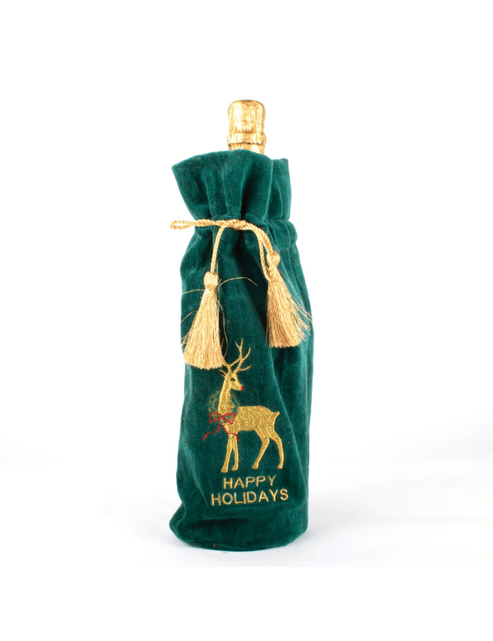 Embroidered Velvet Wine Bag - Reindeer - Pep & Punch