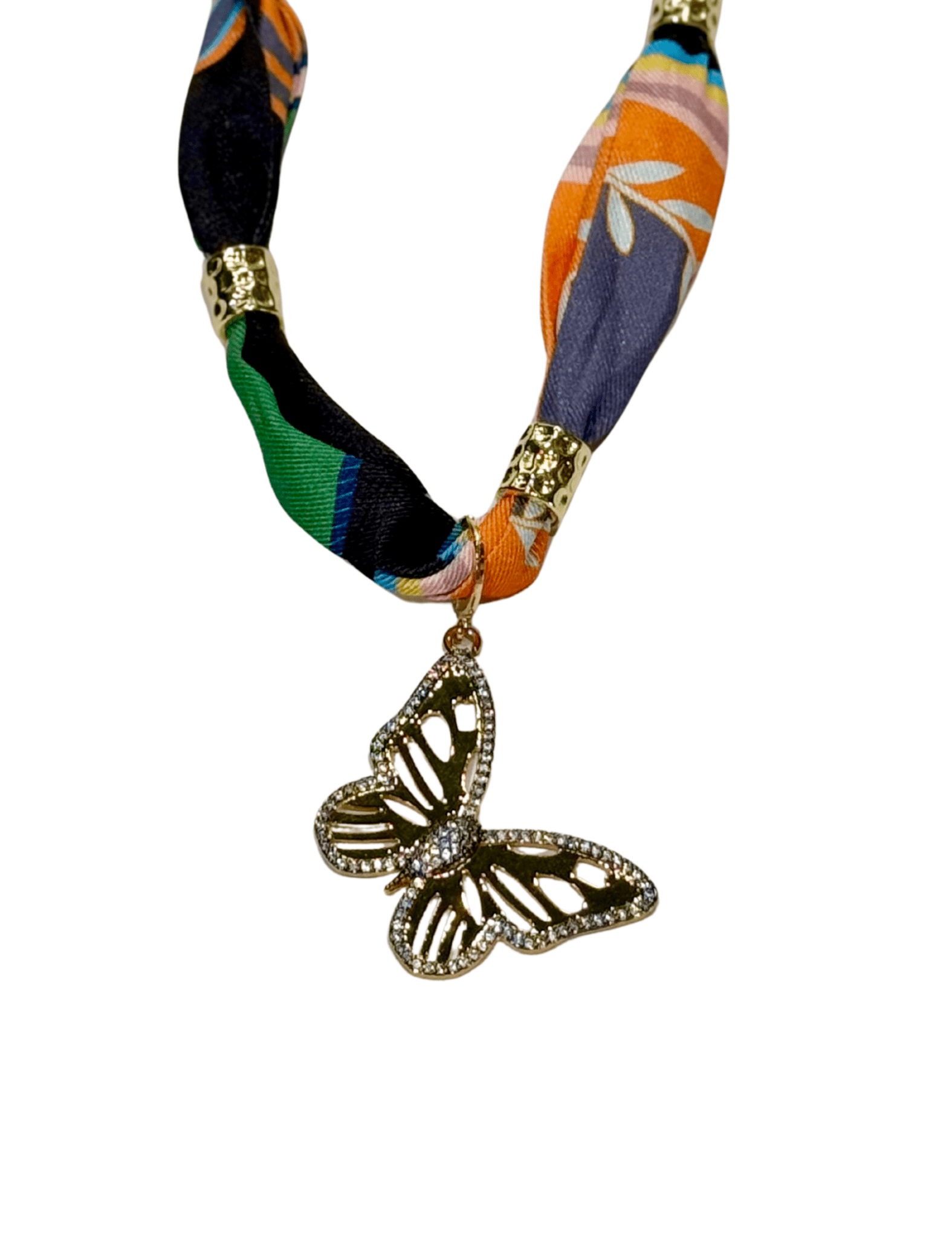 Gemelli | Brenda Beaded Scarf Necklace with Butterfly - Pep & Punch