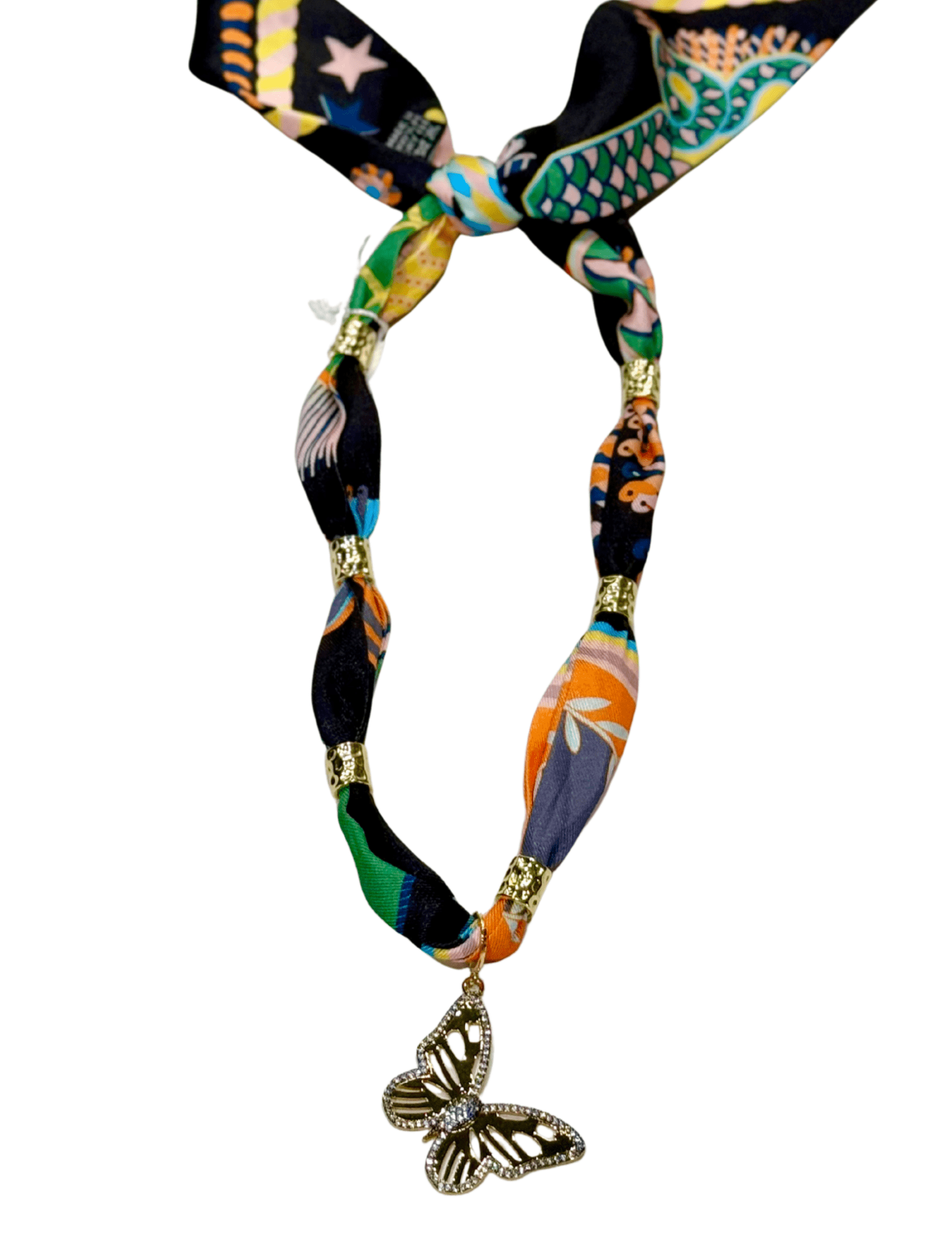 Gemelli | Brenda Beaded Scarf Necklace with Butterfly - Pep & Punch