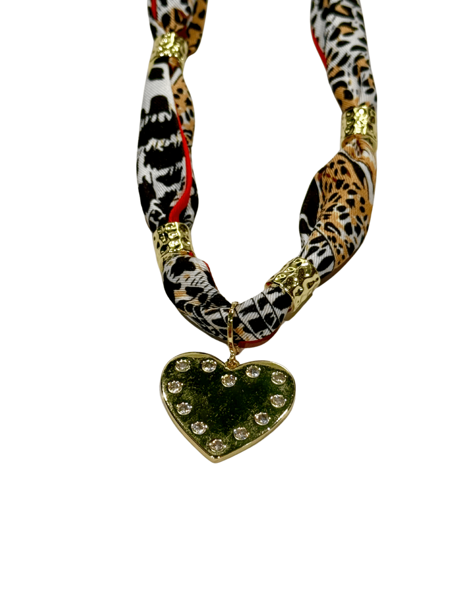 Gemelli | Brittany Beaded Scarf Necklace with Gem Heart - Pep & Punch