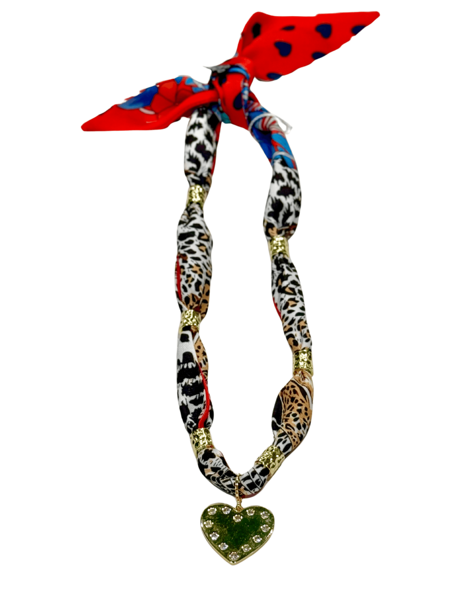 Gemelli | Brittany Beaded Scarf Necklace with Gem Heart - Pep & Punch