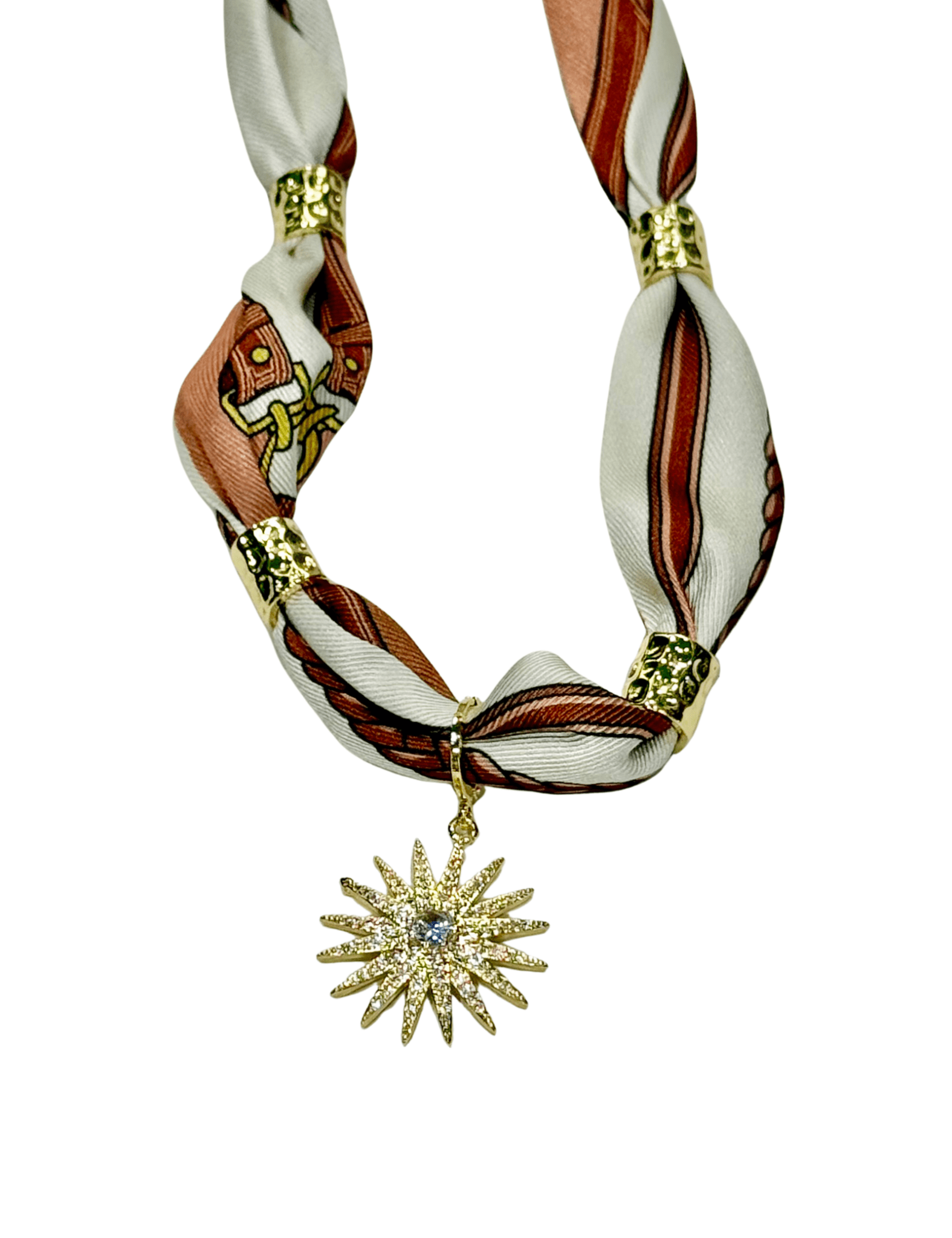 Gemelli | Dakota Beaded Scarf Necklace with Gold Sun - Pep & Punch