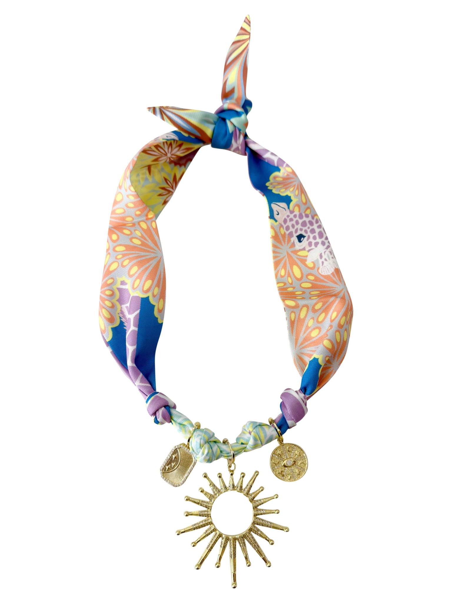 Gemelli | Lauren Knotted Scarf Necklace with 3 charms - Pep & Punch