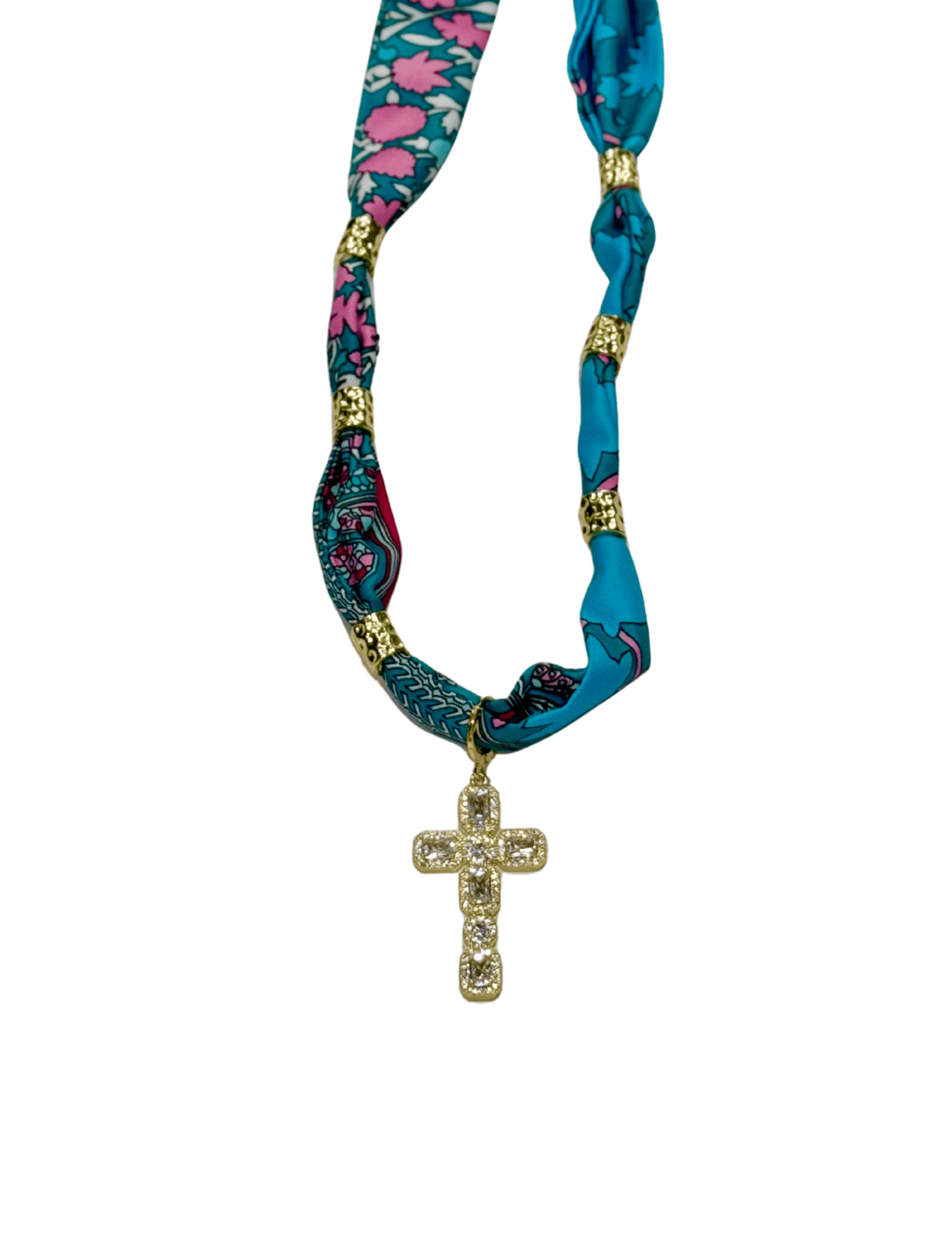 Gemelli | Laurie Beaded Scarf Necklace with Gem Cross - Pep & Punch
