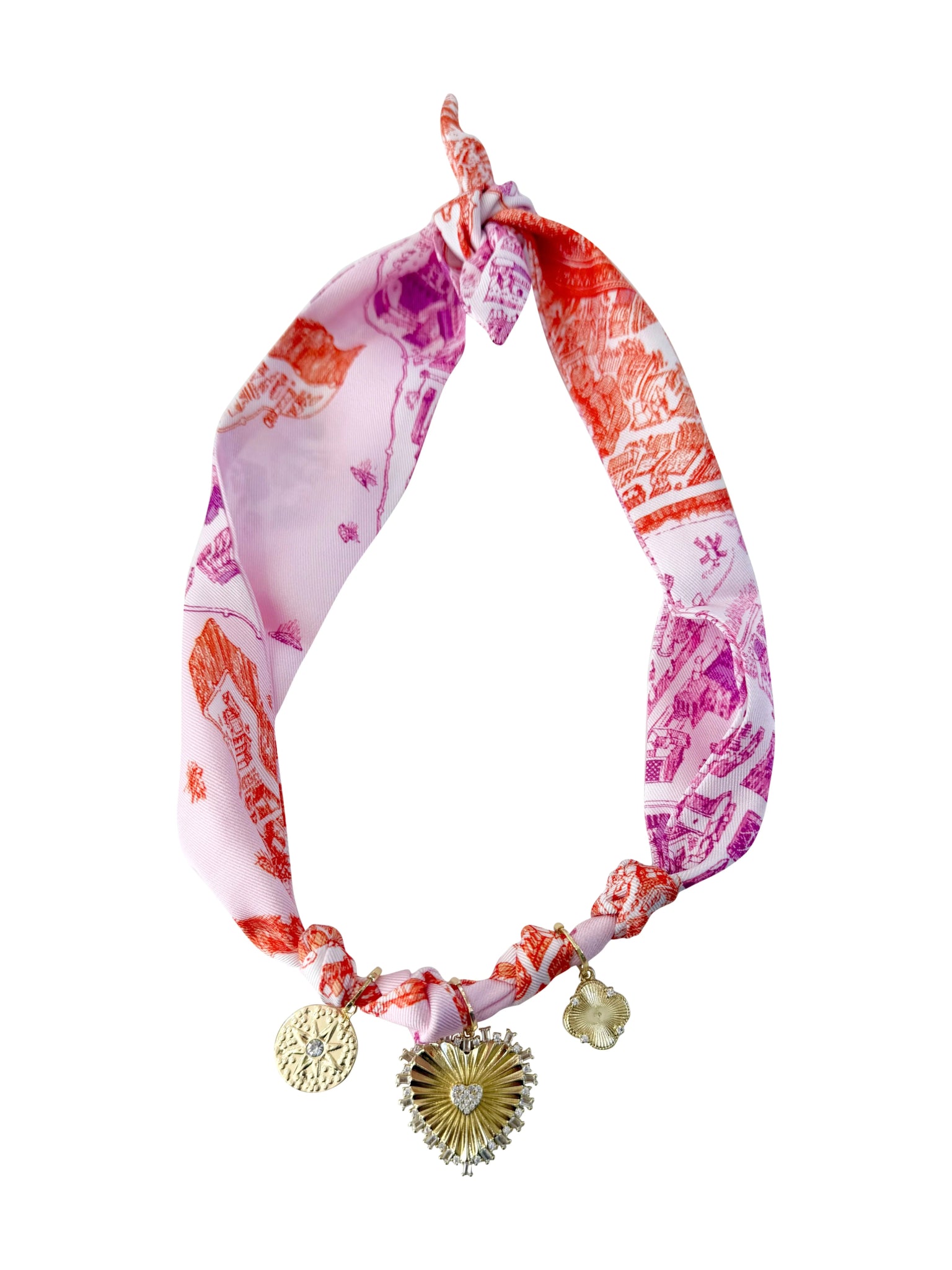 Gemelli | Veronica Knotted Scarf Necklace with 3 charms - Pep & Punch