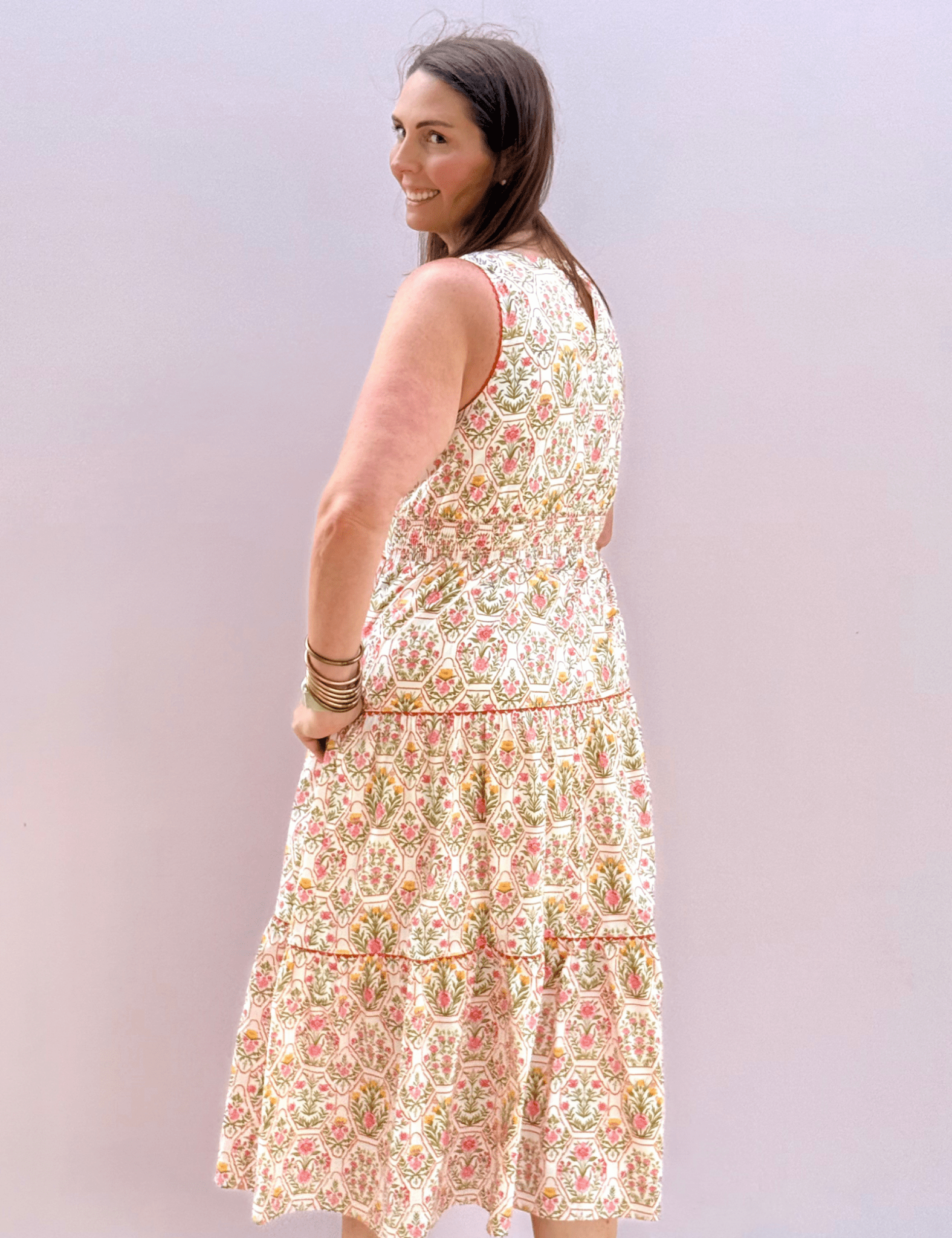 Honeycomb Tiered Midi Dress - Pep & Punch