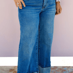 KUT | Meg High Rise Wide Leg Roll Up Denim - Pep & Punch