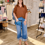 KUT | Meg High Rise Wide Leg Roll Up Denim - Pep & Punch