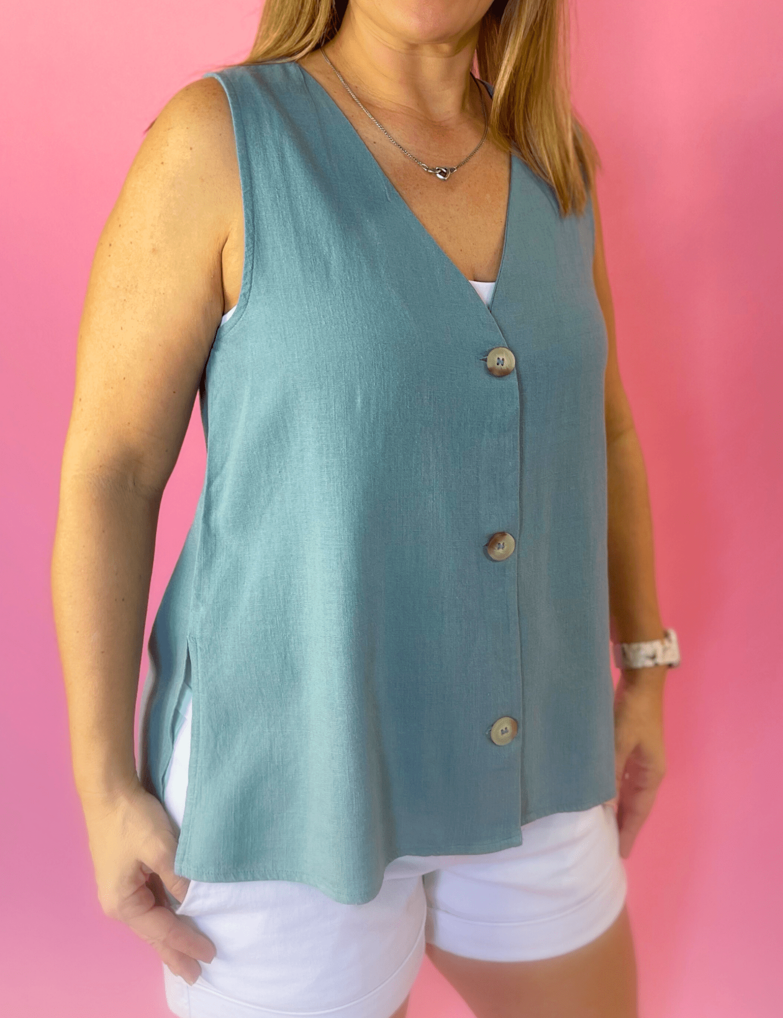 Monica Button Vest - Pep & Punch