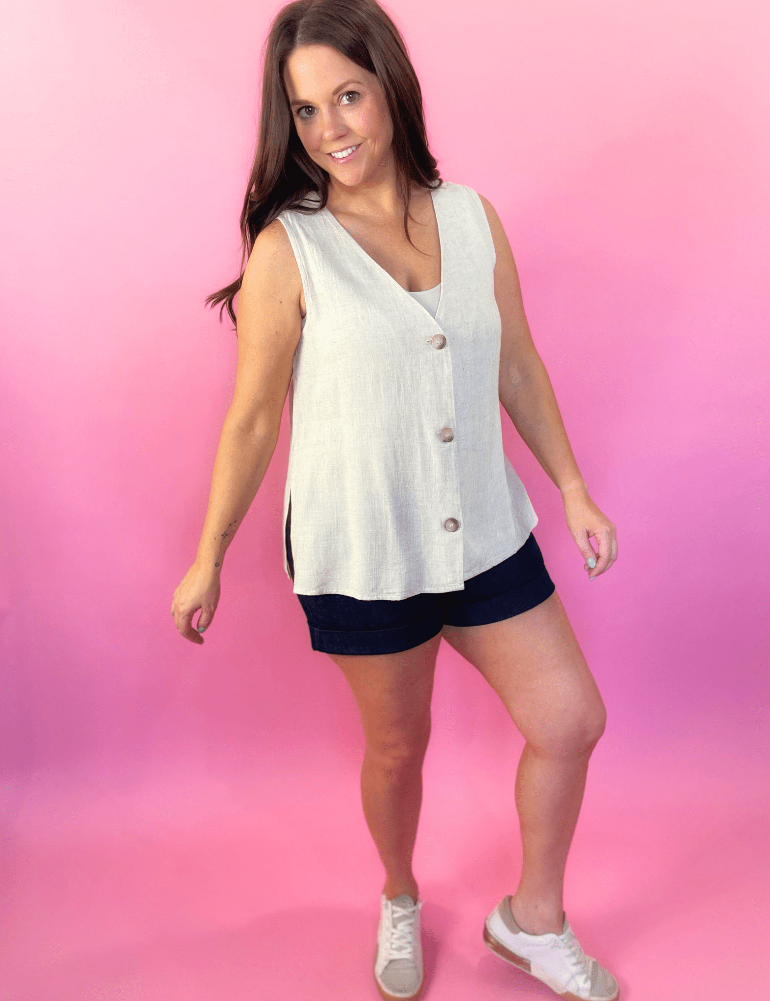 Monica Button Vest - Pep & Punch
