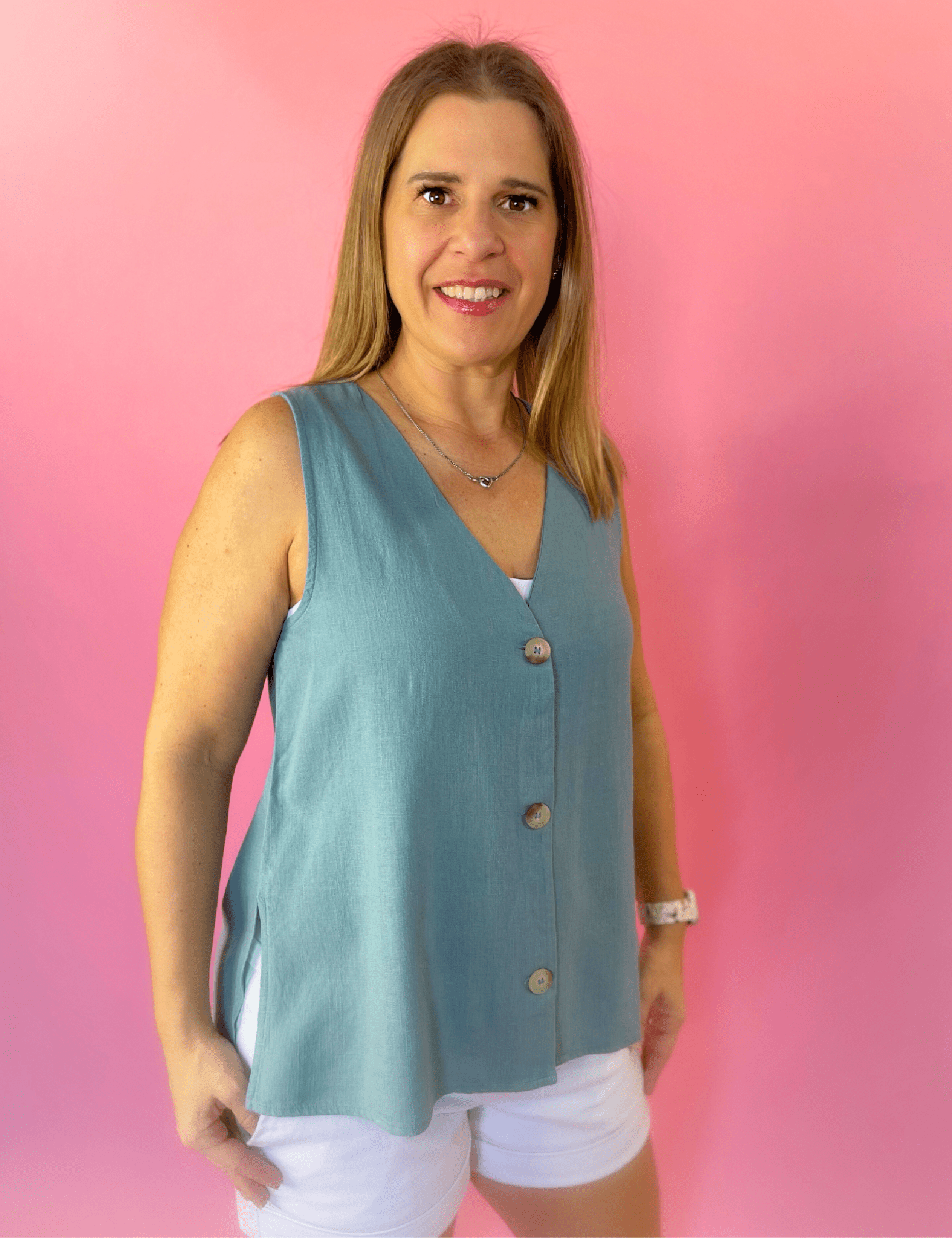 Monica Button Vest - Pep & Punch
