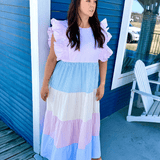 Pastel Stripes Midi Dress - Pep & Punch