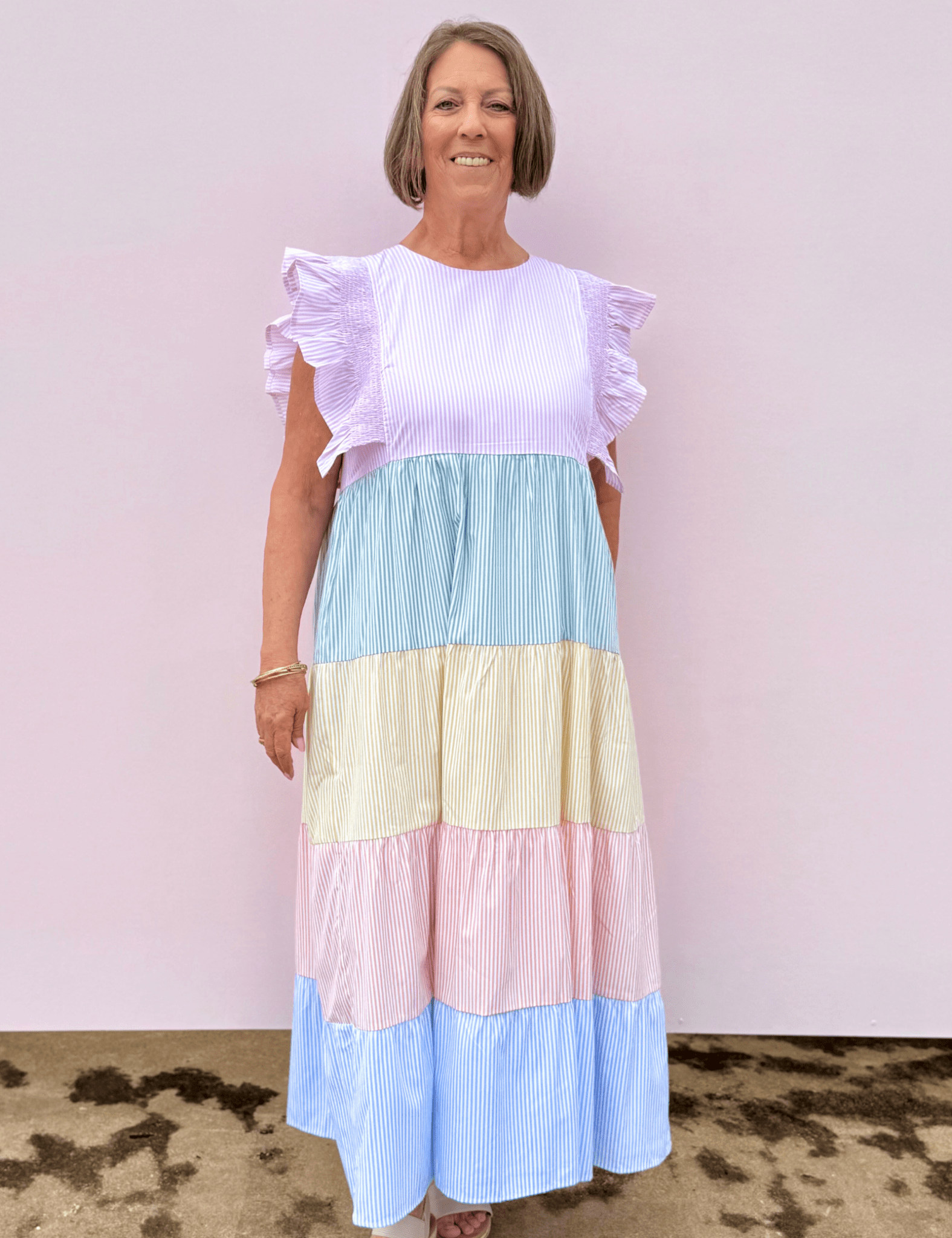 Pastel Stripes Midi Dress - Pep & Punch