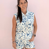 Pretty in Porcelain Sleeveless Romper - Pep & Punch