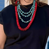 Red Flat Stone Necklace - Pep & Punch