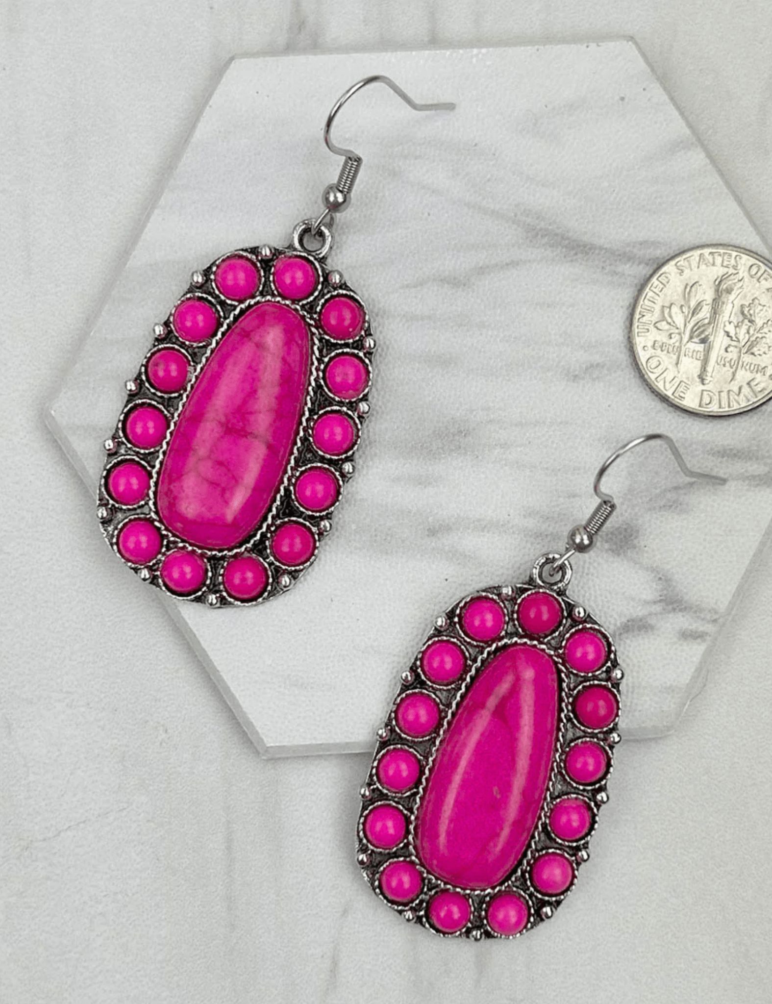 Stone Bead Oval Earrings - Pep & Punch