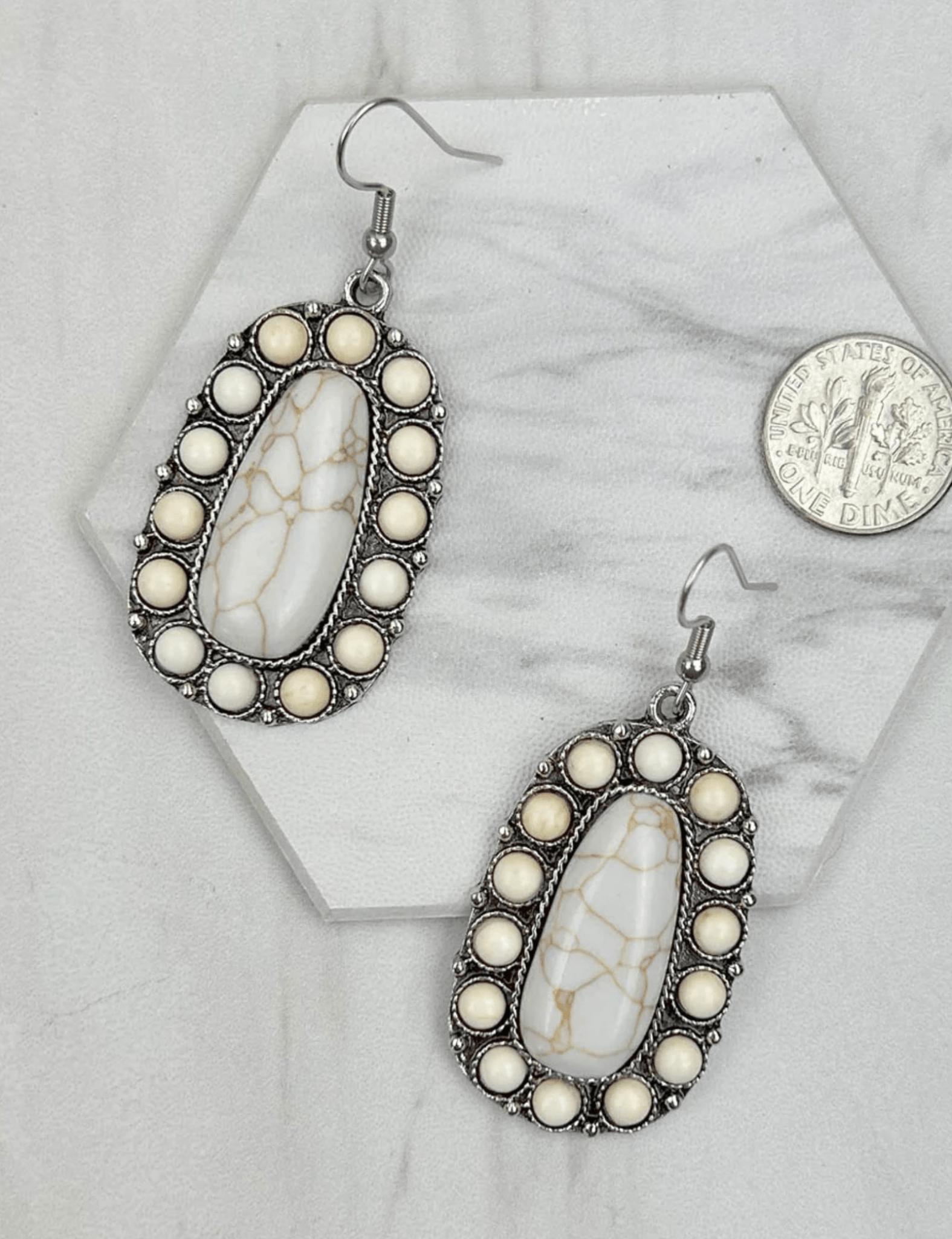 Stone Bead Oval Earrings - Pep & Punch