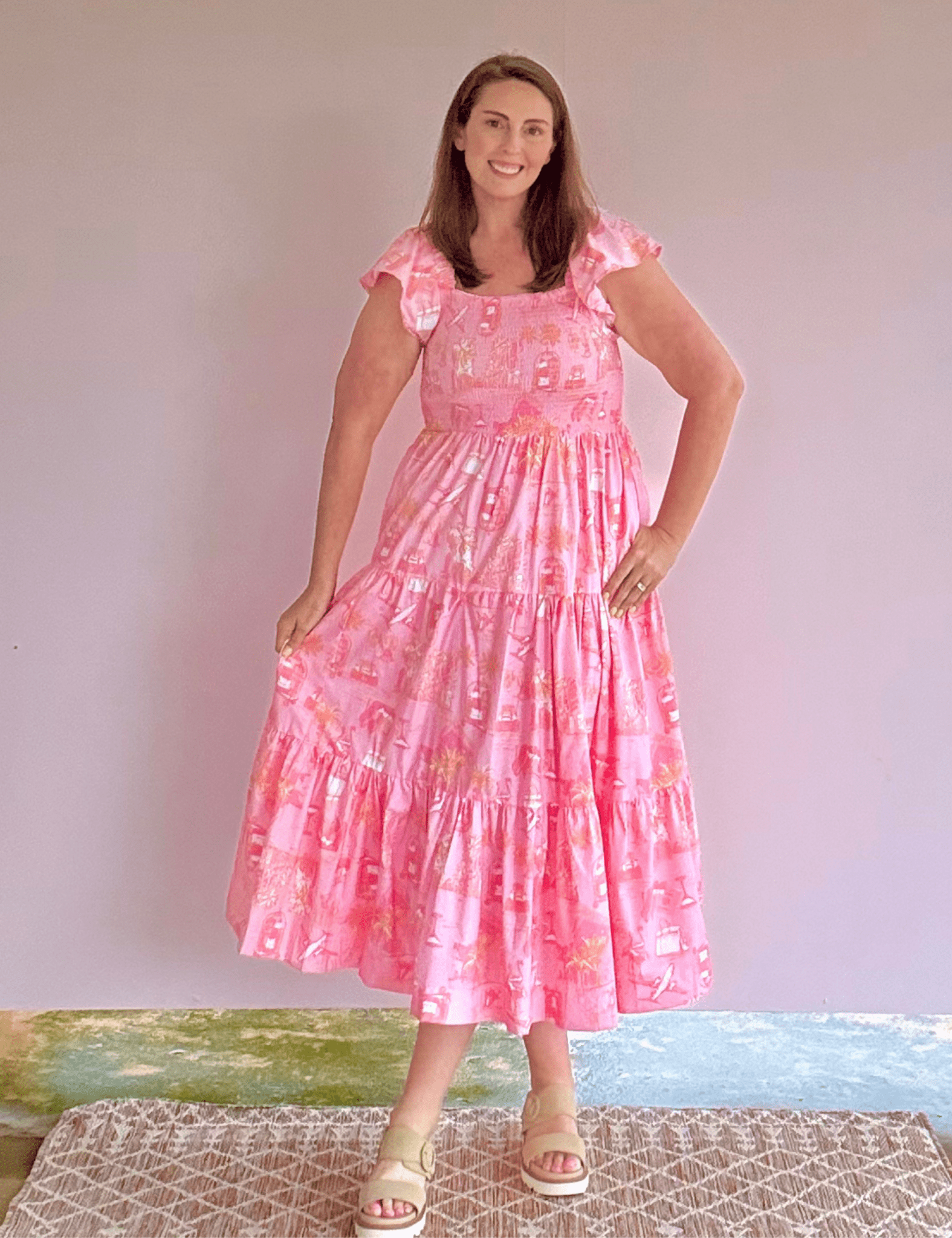 Sunset Toile Midi Dress - Pep & Punch