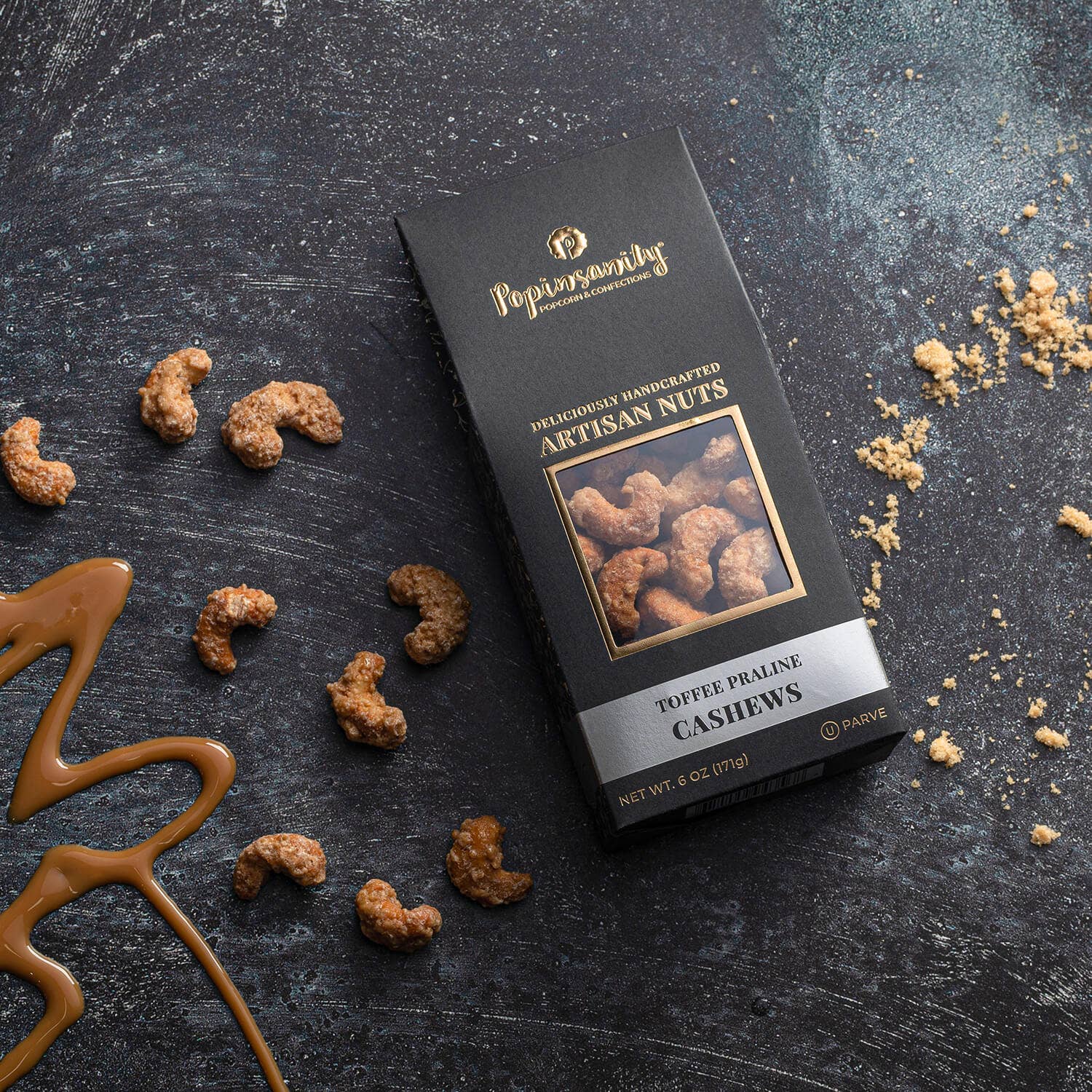 Toffee Praline Cashews 6oz Box - Pep & Punch