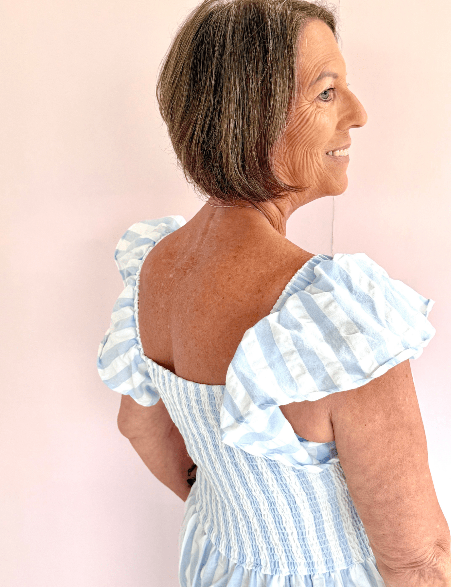 Blue & White Stripe Midi Dress - Pep & Punch