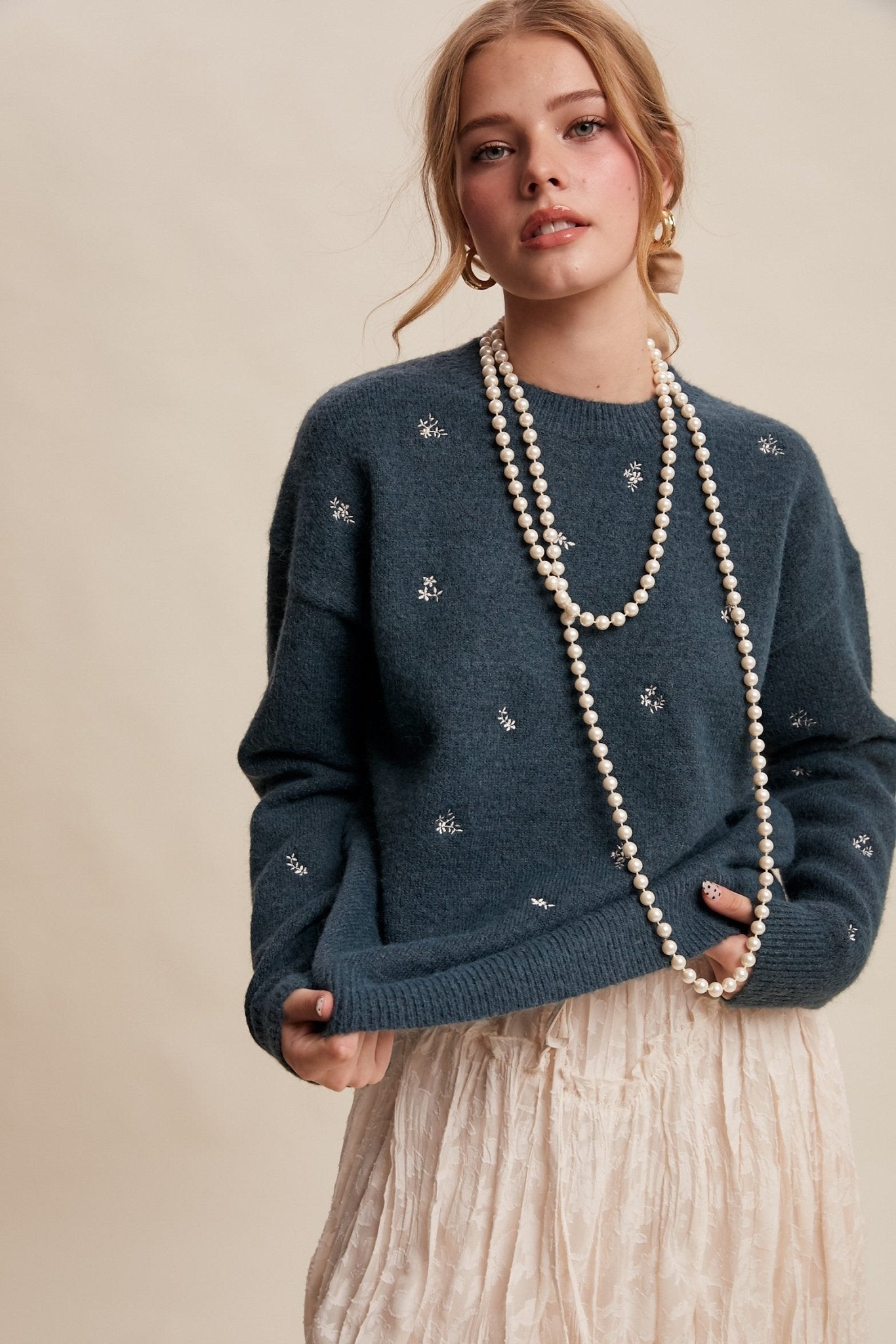 Dottie Embroidered Knit Sweater - Pep & Punch