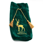 Embroidered Velvet Wine Bag - Reindeer - Pep & Punch