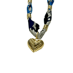 Gemelli | Becky Beaded Scarf Necklace with Gold Heart - Pep & Punch
