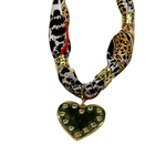 Gemelli | Brittany Beaded Scarf Necklace with Gem Heart - Pep & Punch