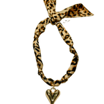 Gemelli | Cheetah Knotted Scarf Necklace with Gold Heart - Pep & Punch