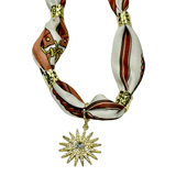 Gemelli | Dakota Beaded Scarf Necklace with Gold Sun - Pep & Punch