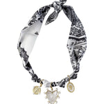 Gemelli | Paris Knotted Scarf Necklace with 3 charms - Pep & Punch