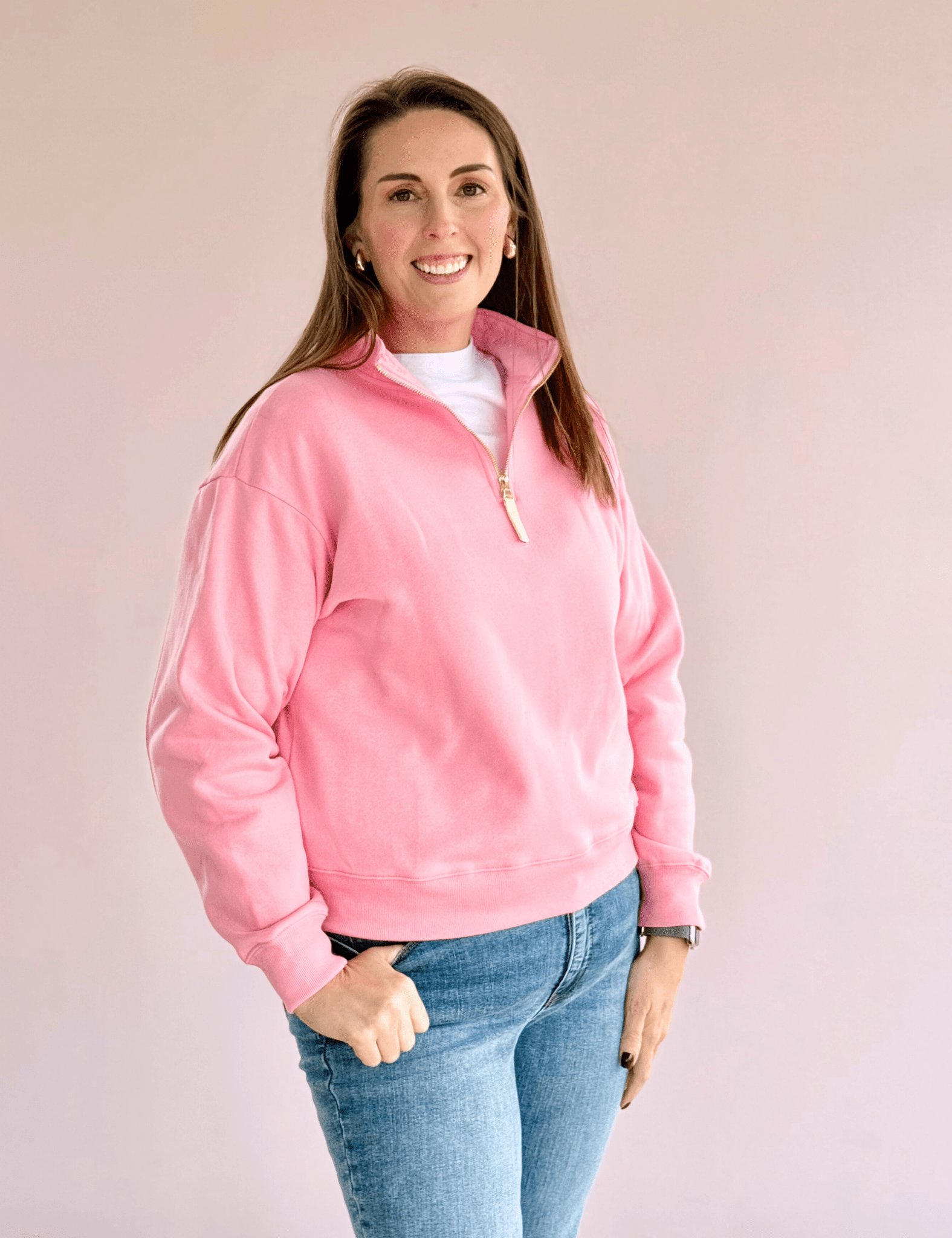 Heather Fleece Half Zip Sweatshirt - Pep & Punch