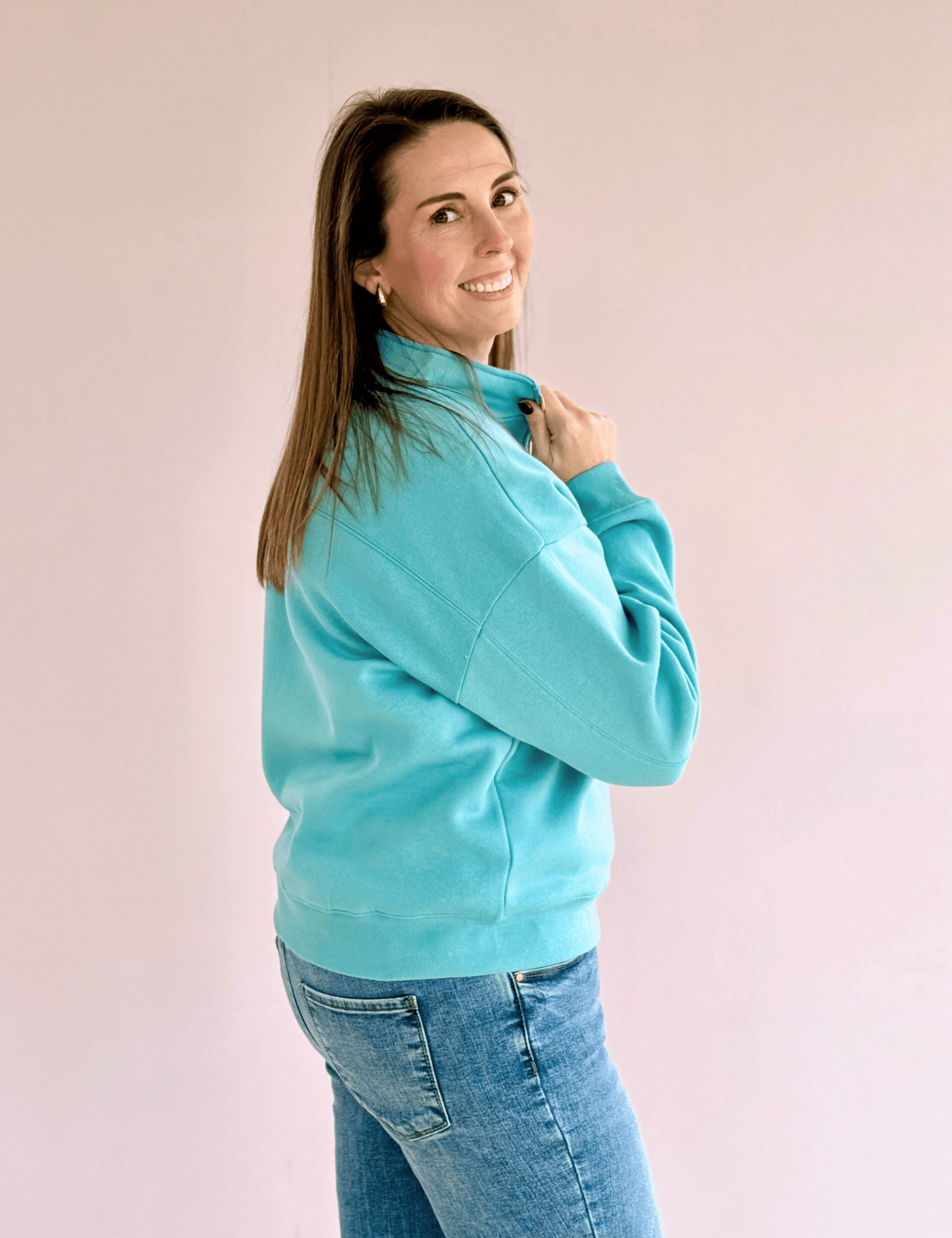 Heather Fleece Half Zip Sweatshirt - Pep & Punch