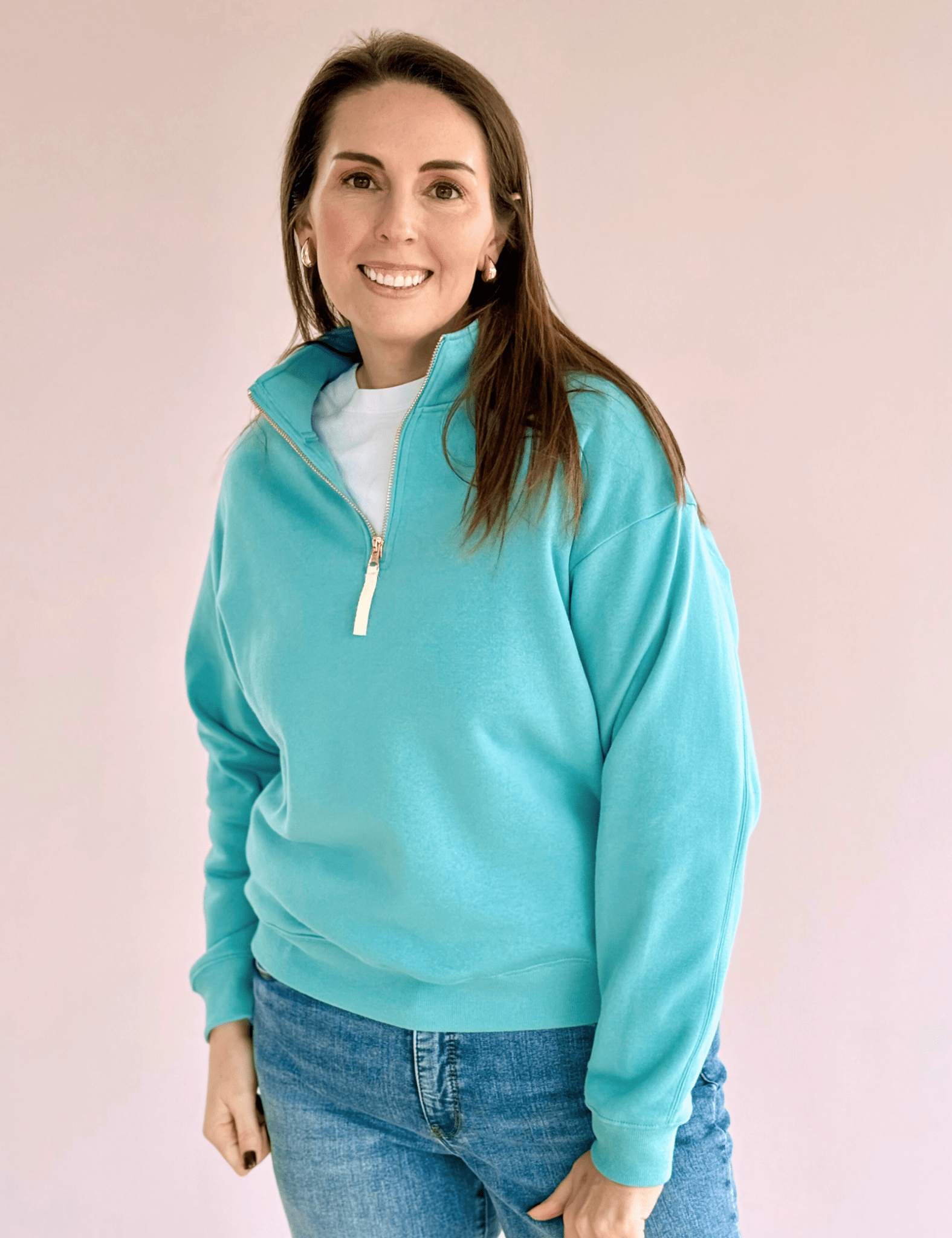 Heather Fleece Half Zip Sweatshirt - Pep & Punch