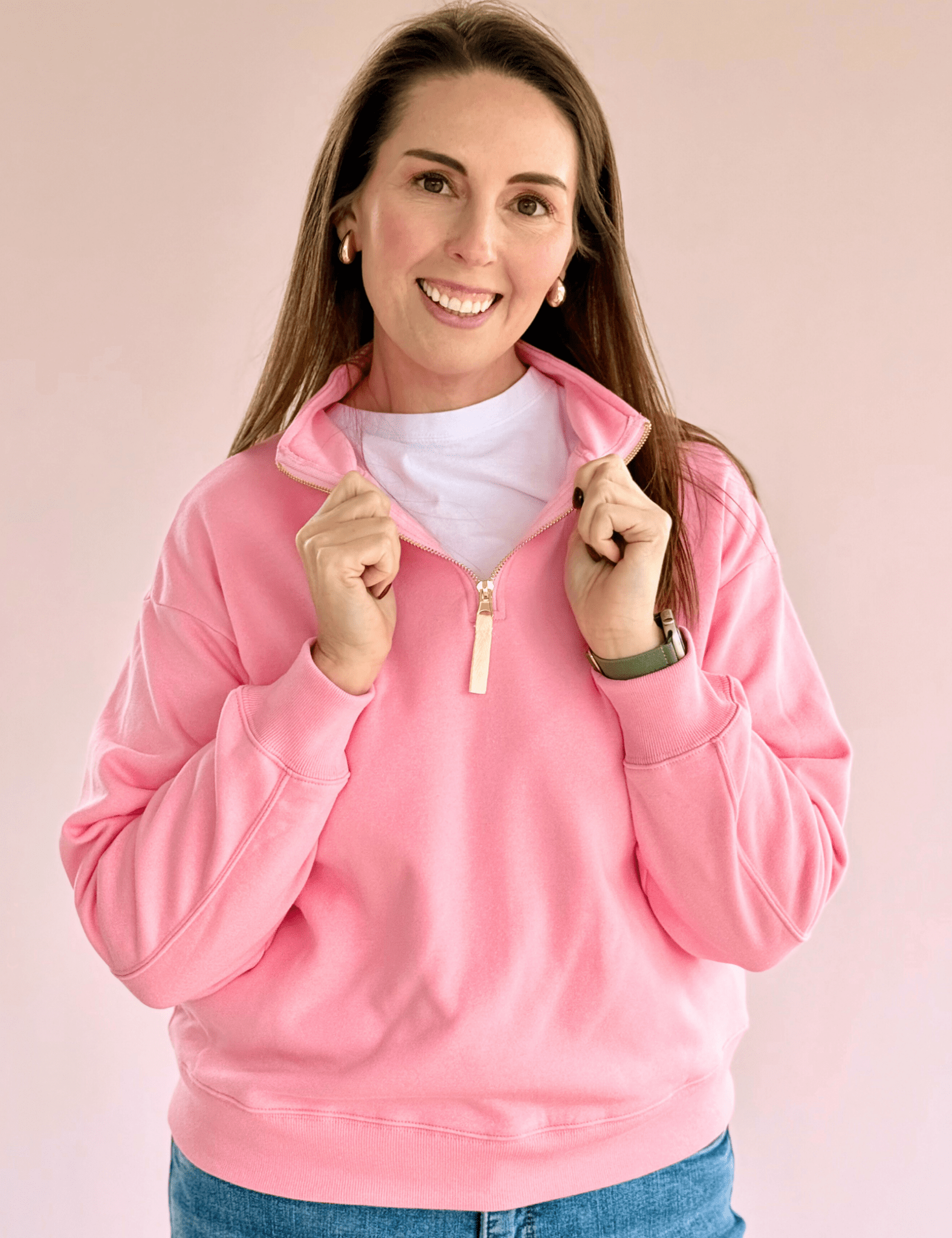 Heather Fleece Half Zip Sweatshirt - Pep & Punch