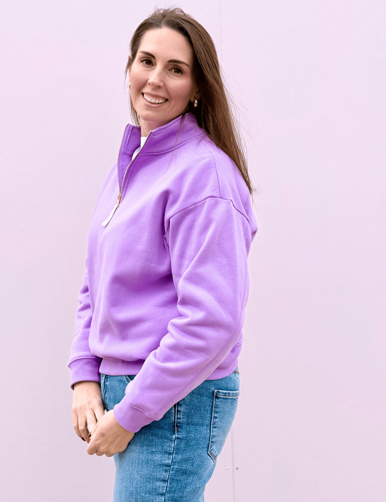 Heather Fleece Half Zip Sweatshirt - Pep & Punch