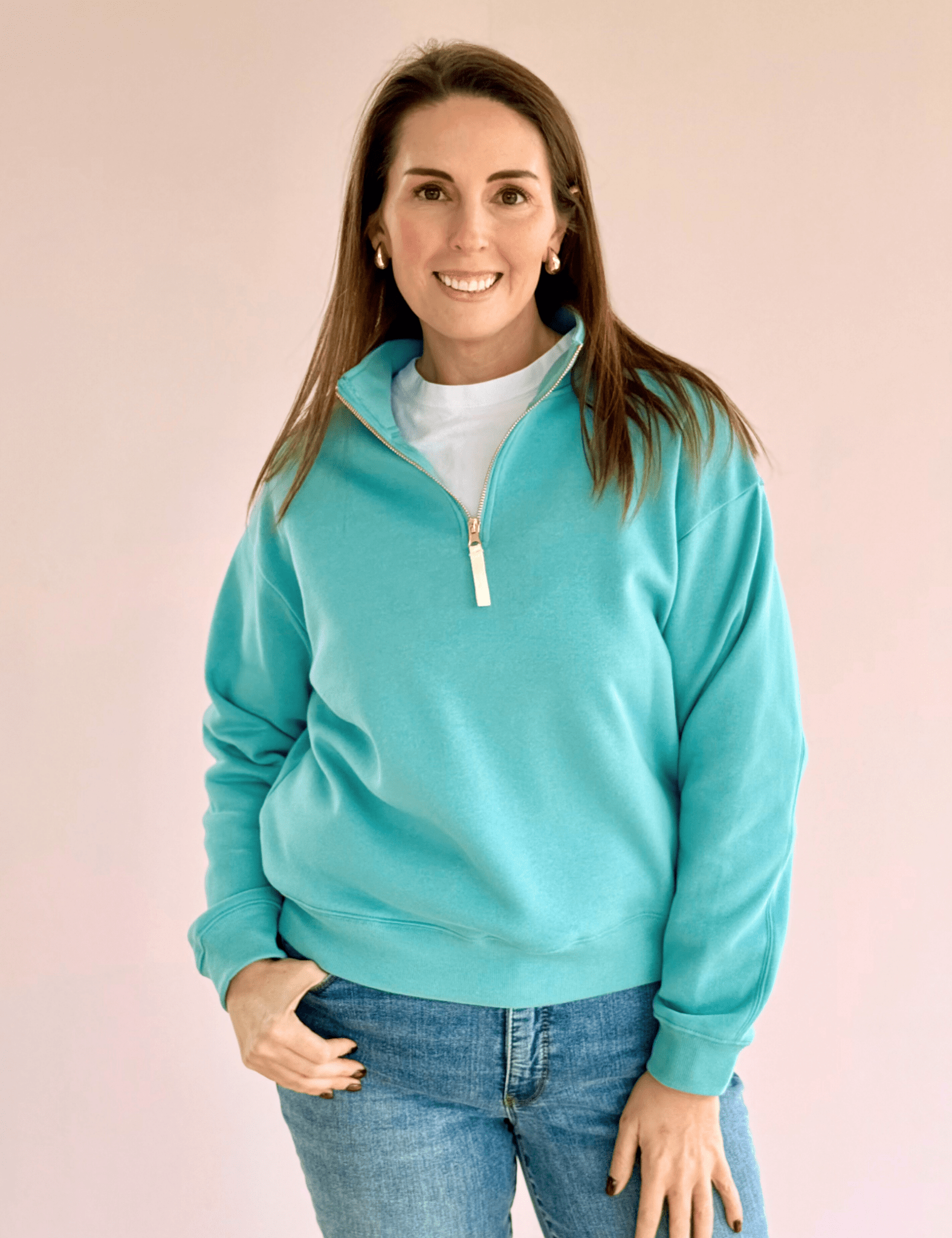 Heather Fleece Half Zip Sweatshirt - Pep & Punch