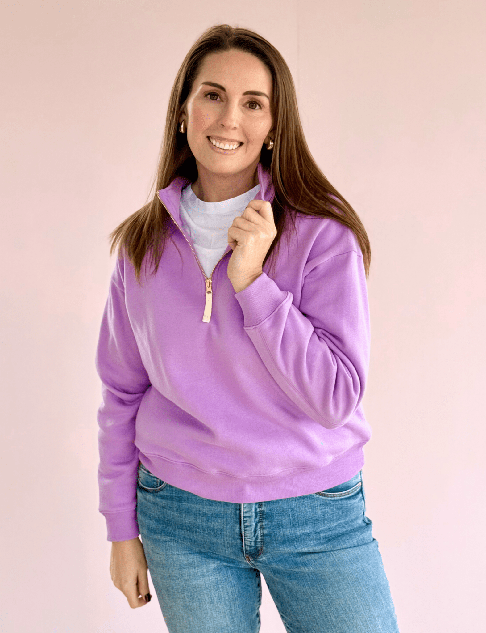 Heather Fleece Half Zip Sweatshirt - Pep & Punch