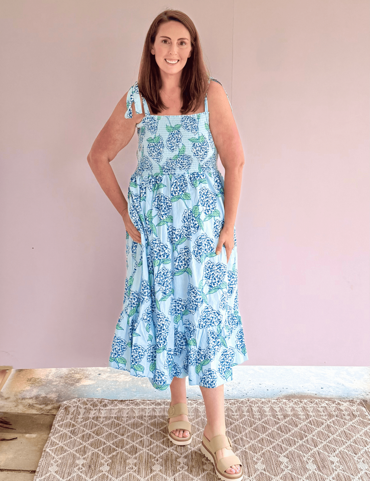 Hydrangea Stem Midi Dress - Pep & Punch