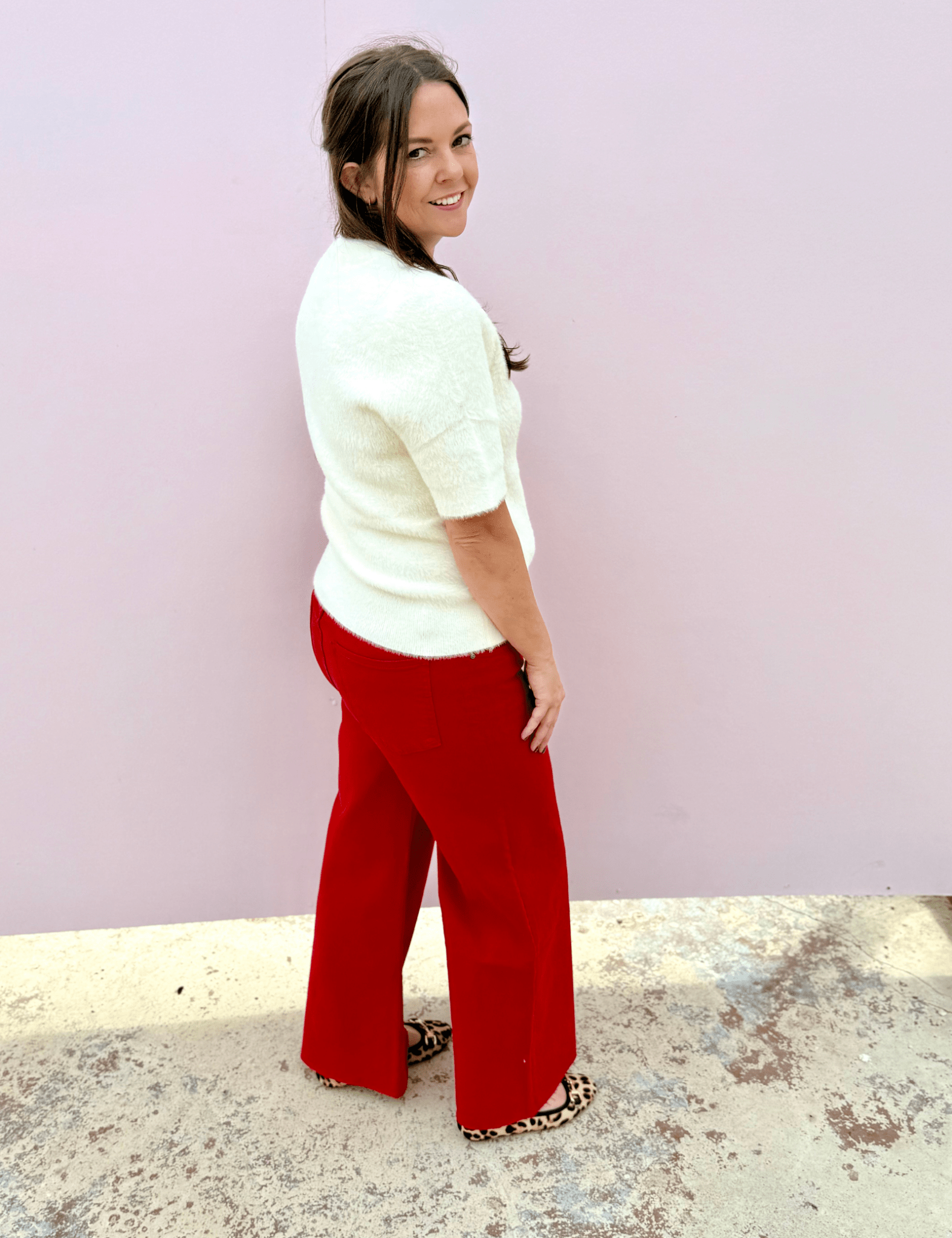 KUT | Meg High Rise Fab Ab Wide Leg Ruby - Pep & Punch