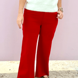 KUT | Meg High Rise Fab Ab Wide Leg Ruby - Pep & Punch