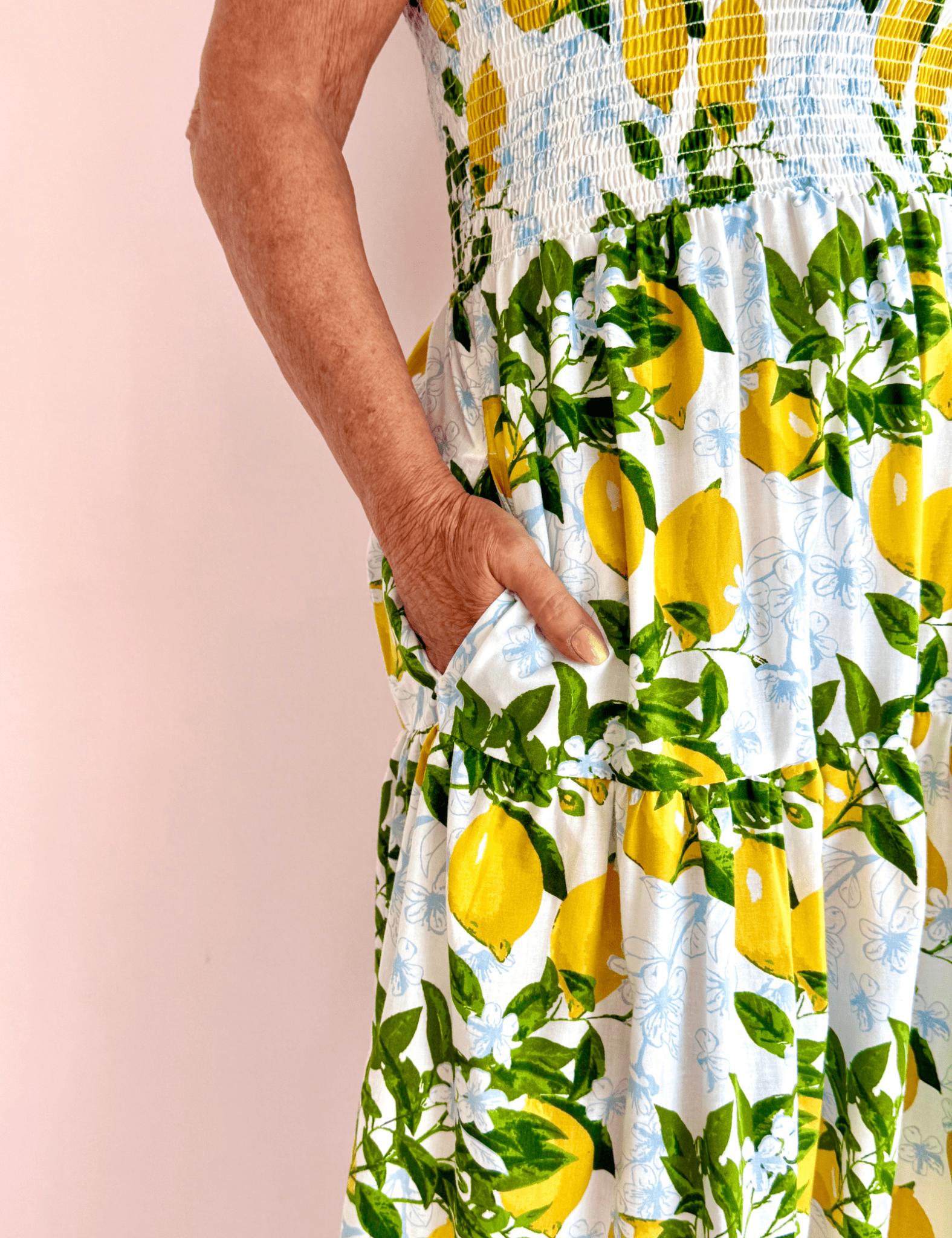 Lemonade Smocked Midi Dress - Pep & Punch