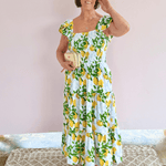 Lemonade Smocked Midi Dress - Pep & Punch